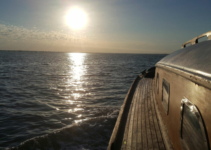 coucher de soleil - arcachon en pinasse - balade en bateau